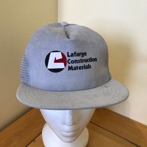 Lafarge Construction Grey Corduroy Trucker Cap Vintage Mesh Back Hat